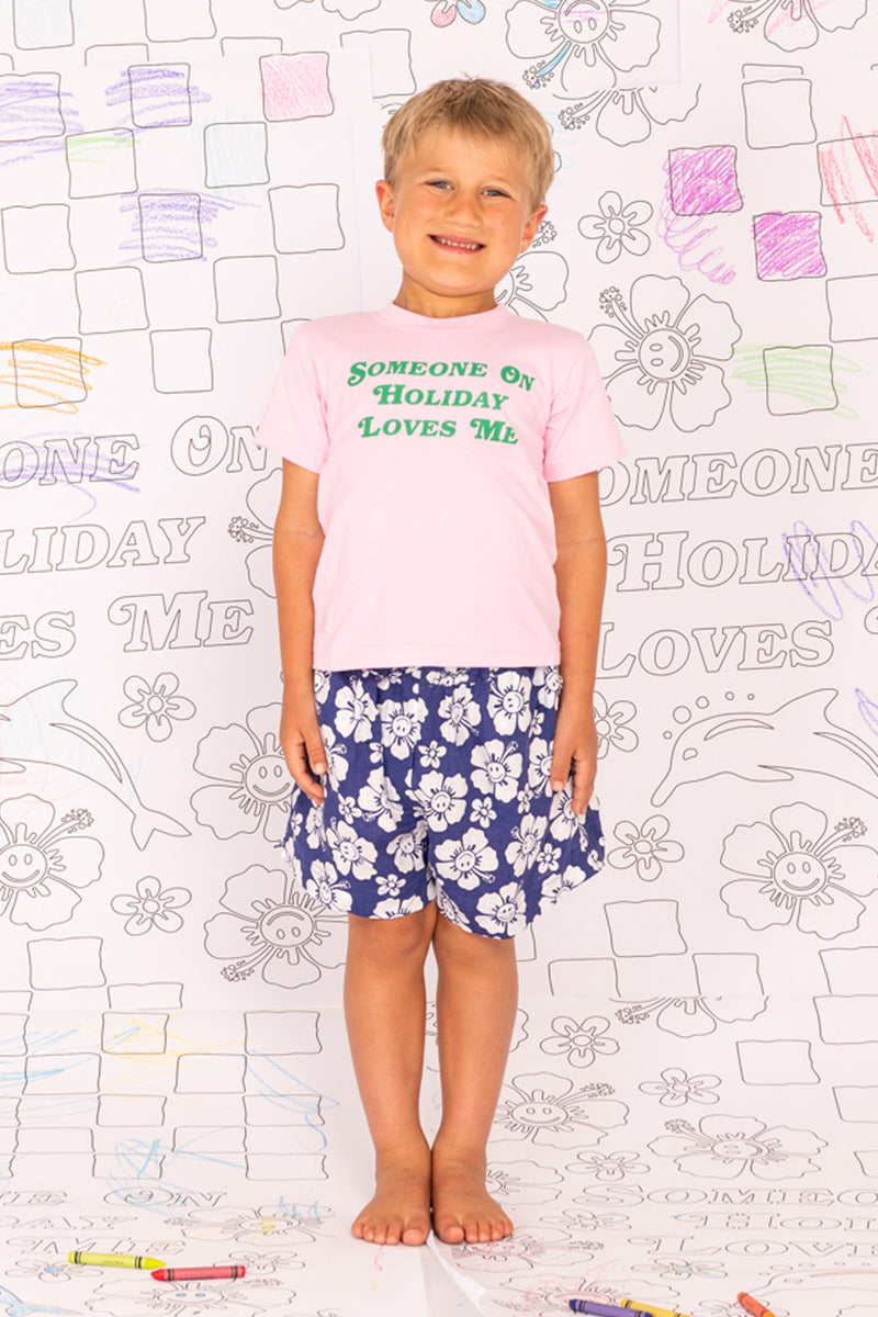 Someone On Holiday Kids Tee - Pink/Green