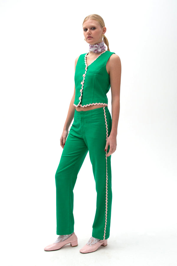 Spaghetti Vest - Green/Pink