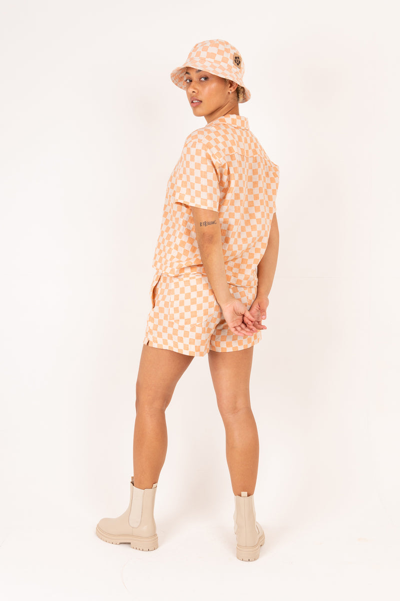 Check Short Resort Set - Peach