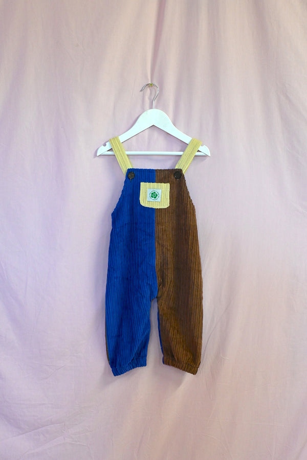 Corduroy Overalls Kids - Royal Blue/Brown