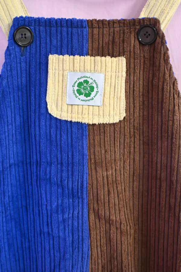 Corduroy Overalls Kids - Royal Blue/Brown