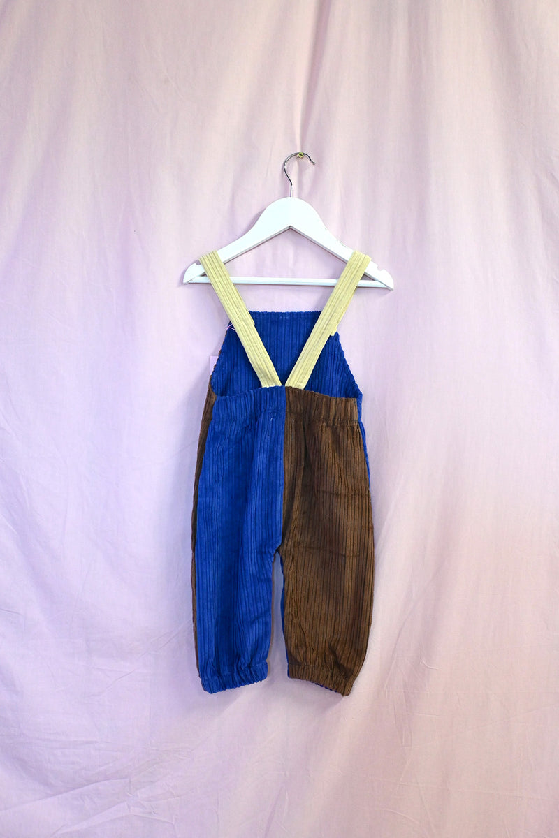 Corduroy Overalls Kids - Royal Blue/Brown