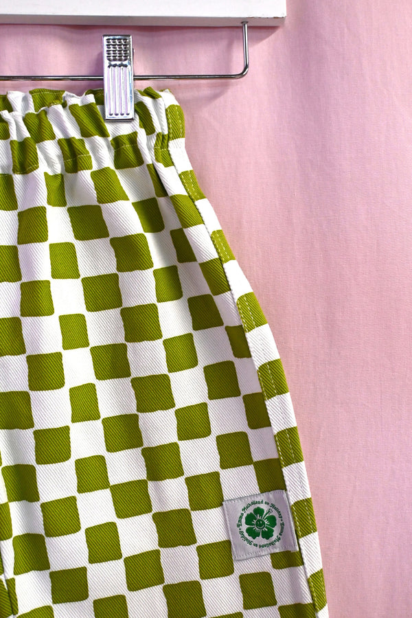 Check Kid Pants - Olive