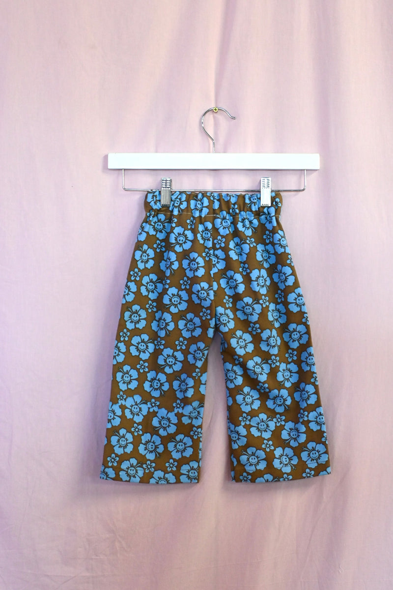 Happy Hibiscus Kid Pants - Brown/Blue