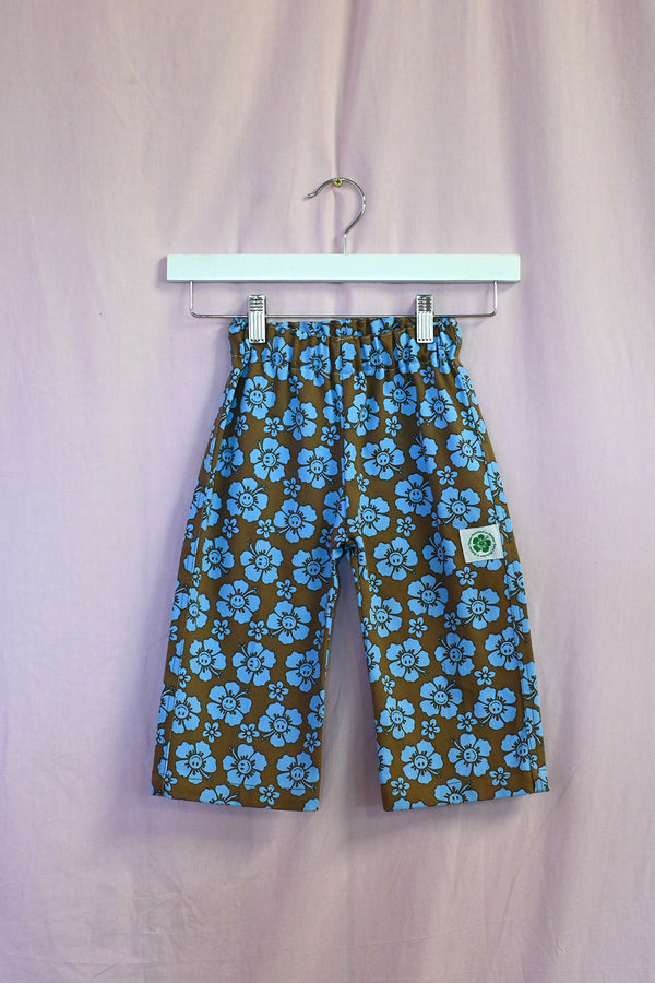 Happy Hibiscus Kid Pants - Brown/Blue