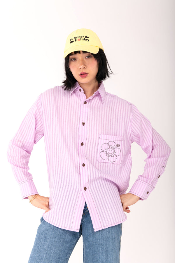 Byron Hibiscus Beach Shirt - Lilac