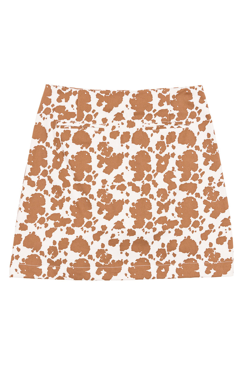 Skirt with brown abstract pattern on a white background