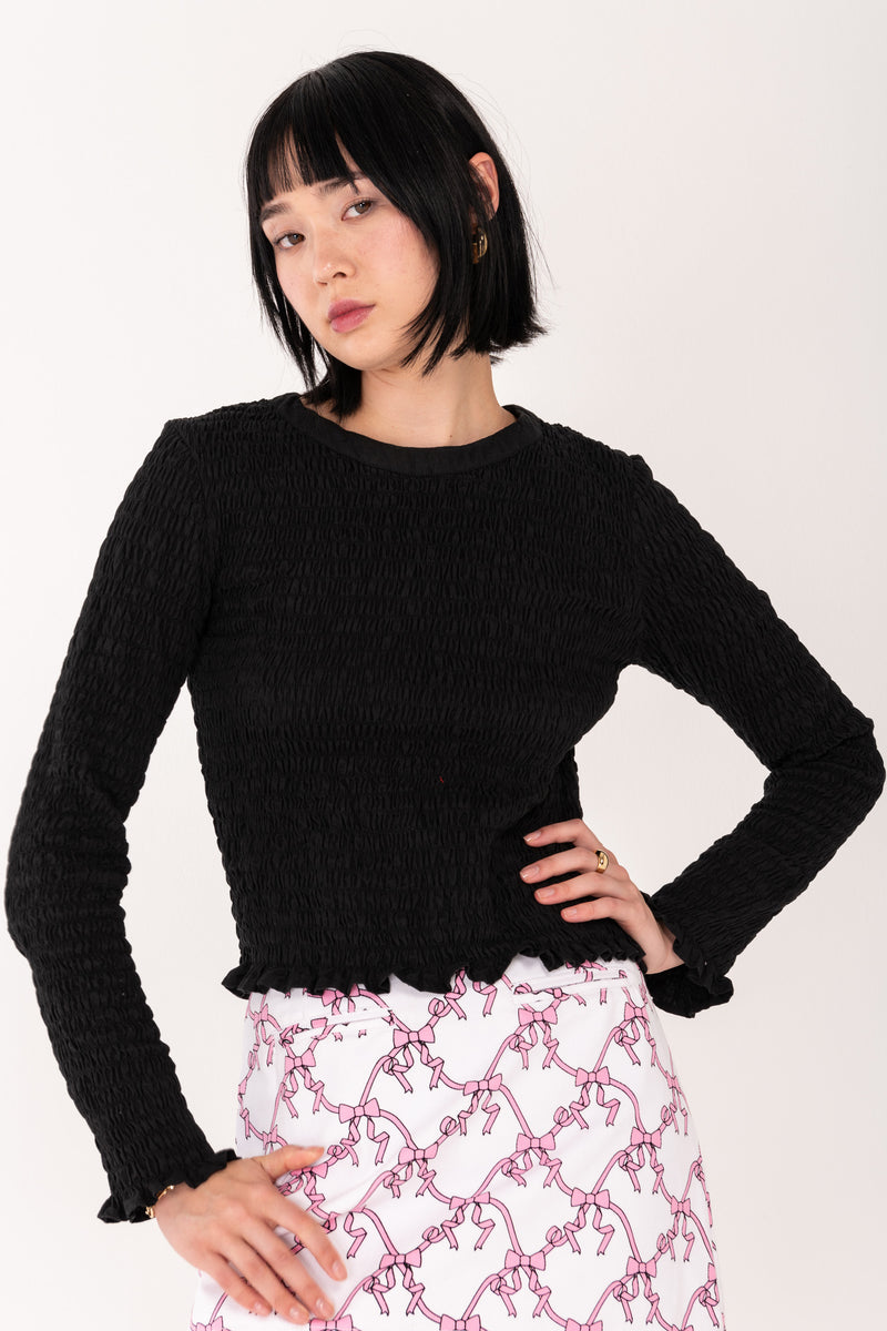 Pavlova Shirred L/S Blouse - Black