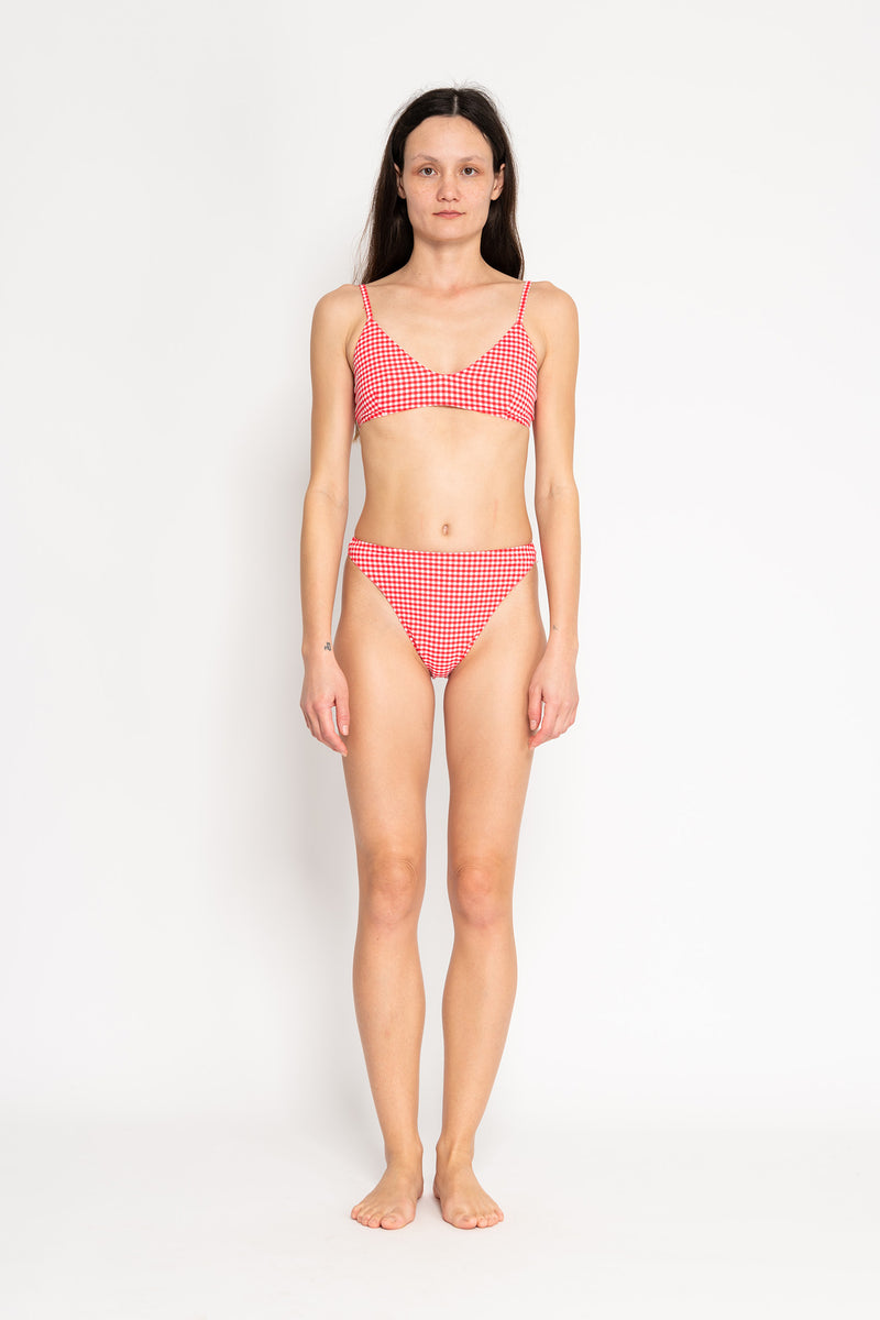 Gingham Bikini Top - Red