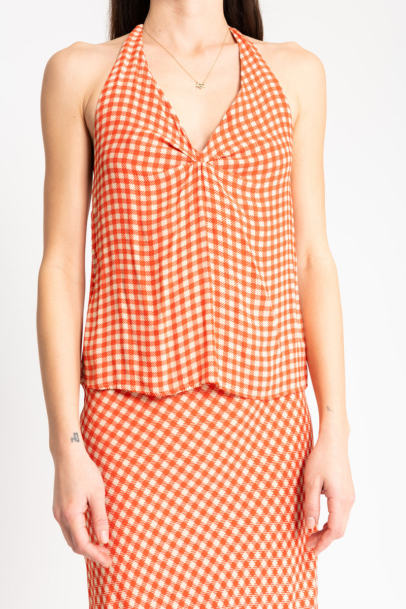 Gingham Halter Top - Red