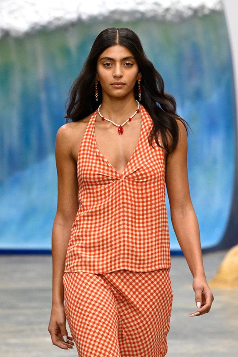 Gingham Halter Top - Red