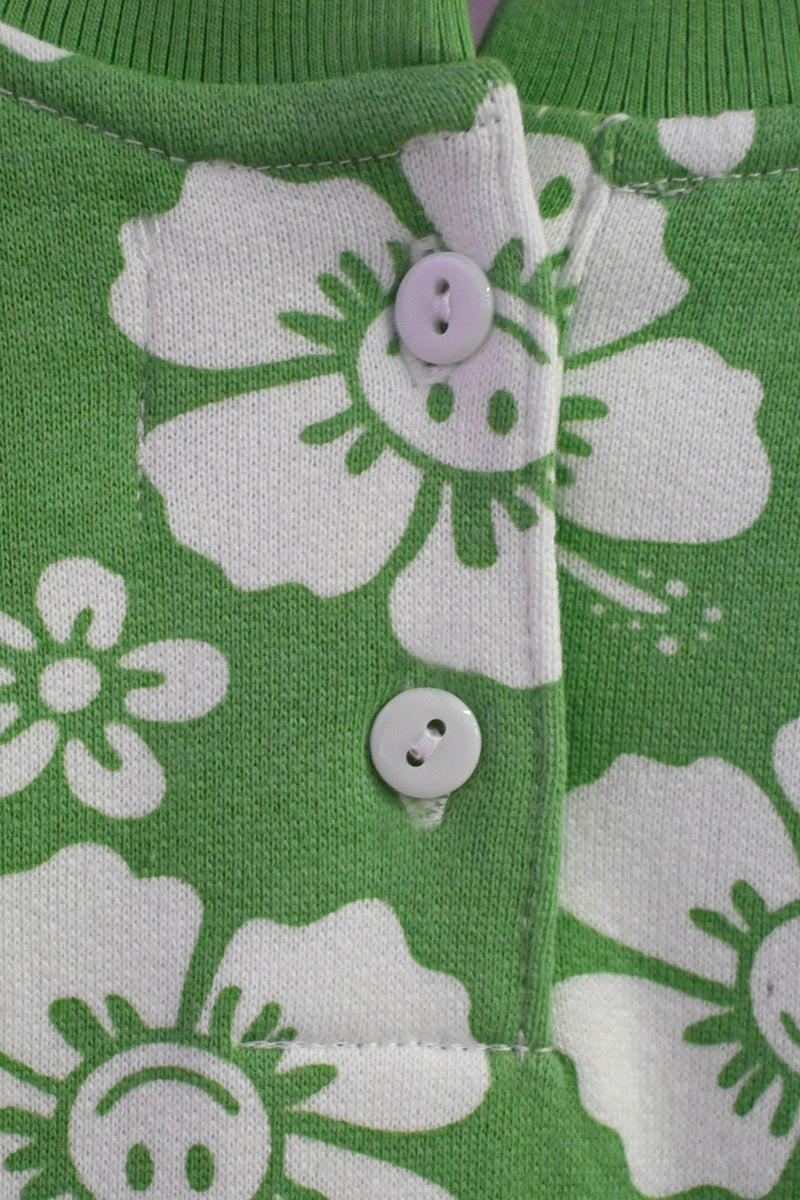 Happy Hibiscus Kids Sweater - Green/White