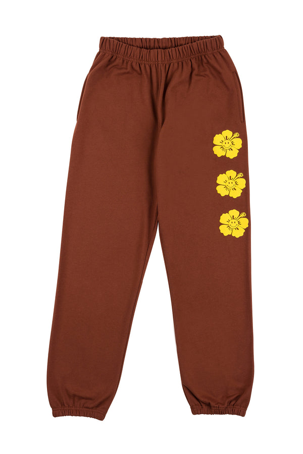 Happy Hibiscus Track Pant - Brown