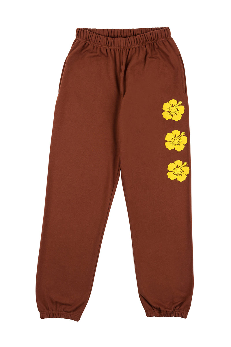 Happy Hibiscus Track Pant - Brown
