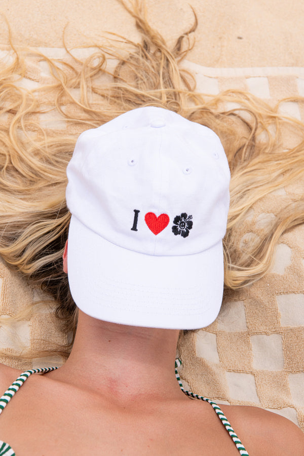 Heart Hibiscus Cap - White