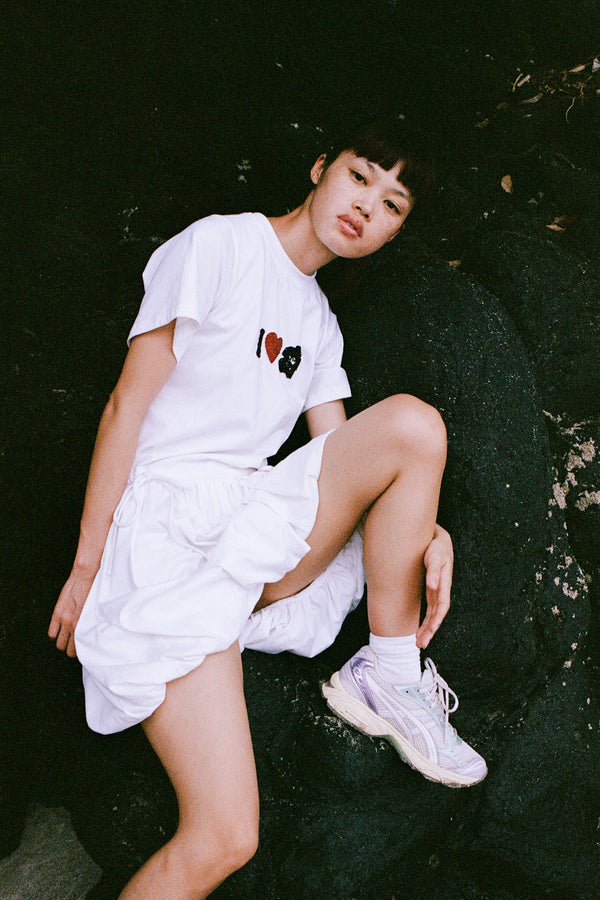 I Heart Hibiscus Bubble Hem Dress - White