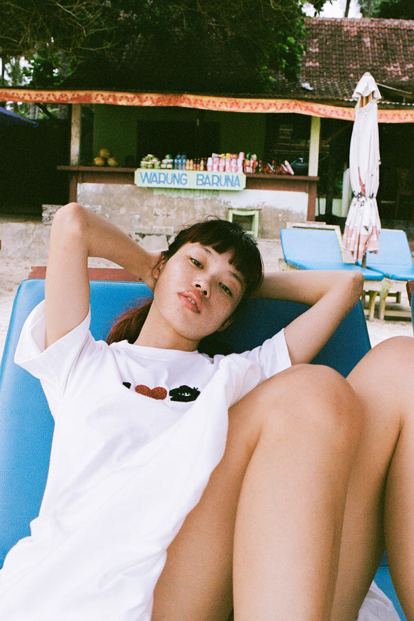 I Heart Hibiscus Bubble Hem Dress - White