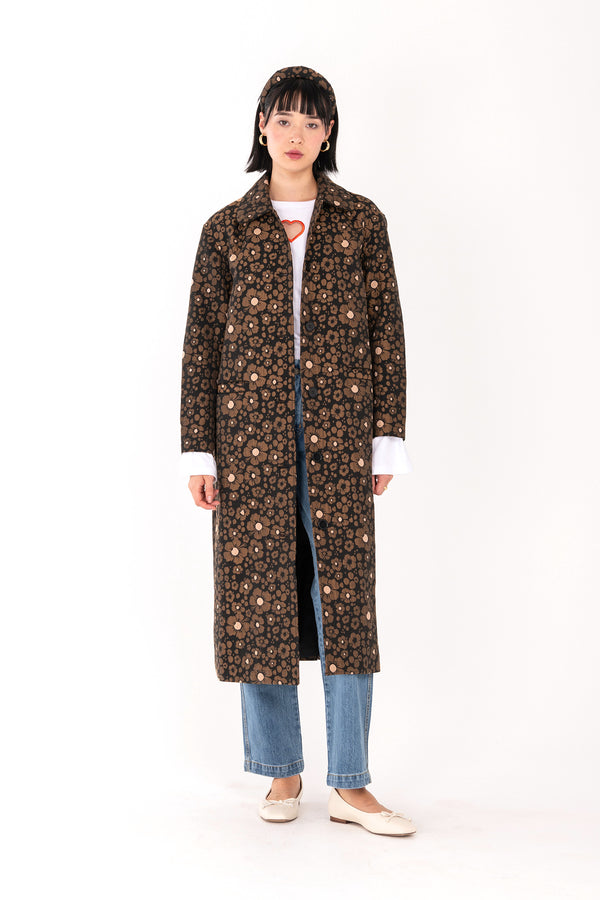 Leopard Hibiscus Trench Coat