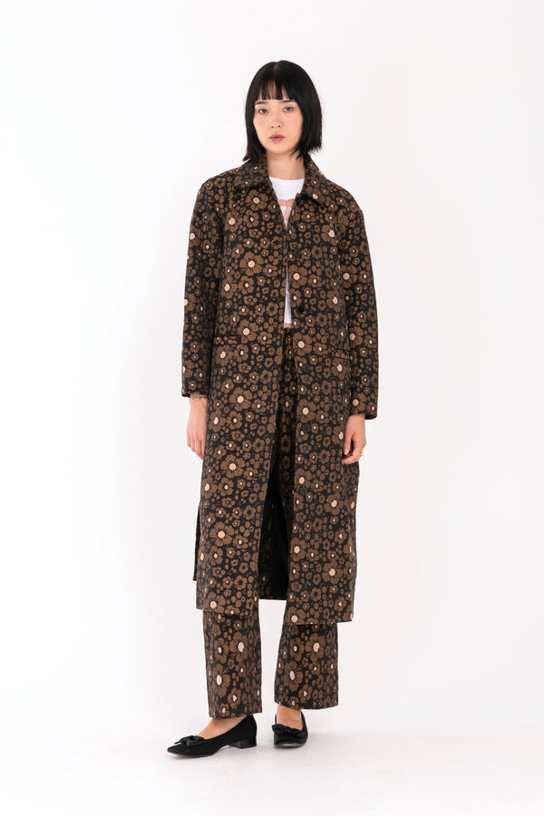 Leopard Hibiscus Trench Coat