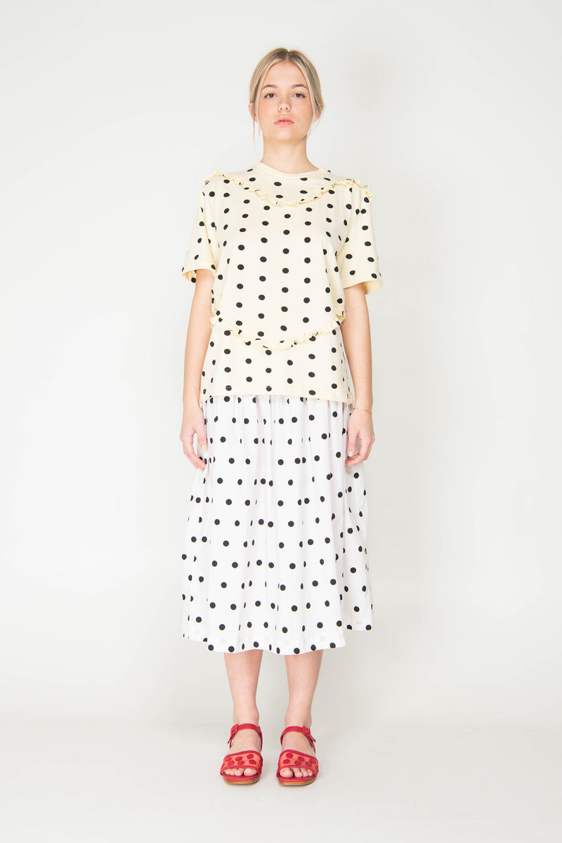 Polka Ruffle Heart Tee - Butter