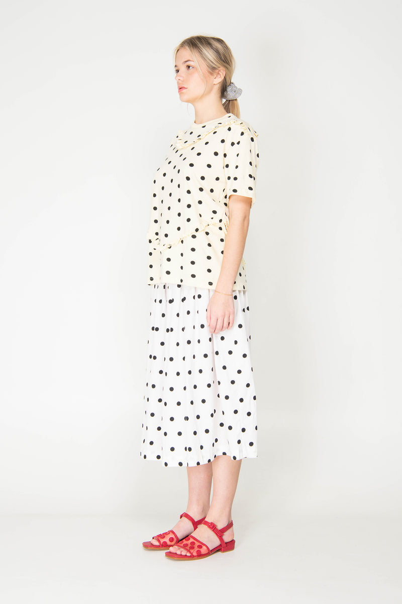 Polka Ruffle Heart Tee - Butter