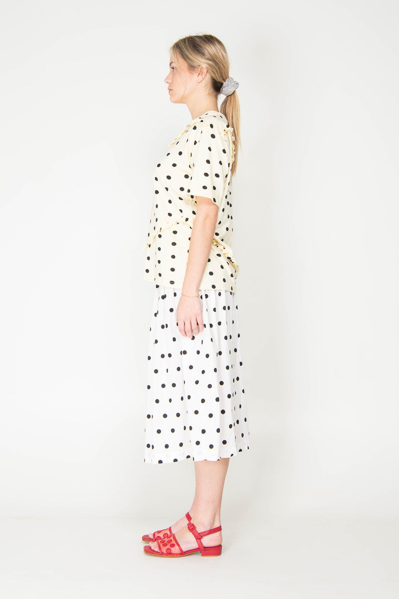 Polka Ruffle Heart Tee - Butter
