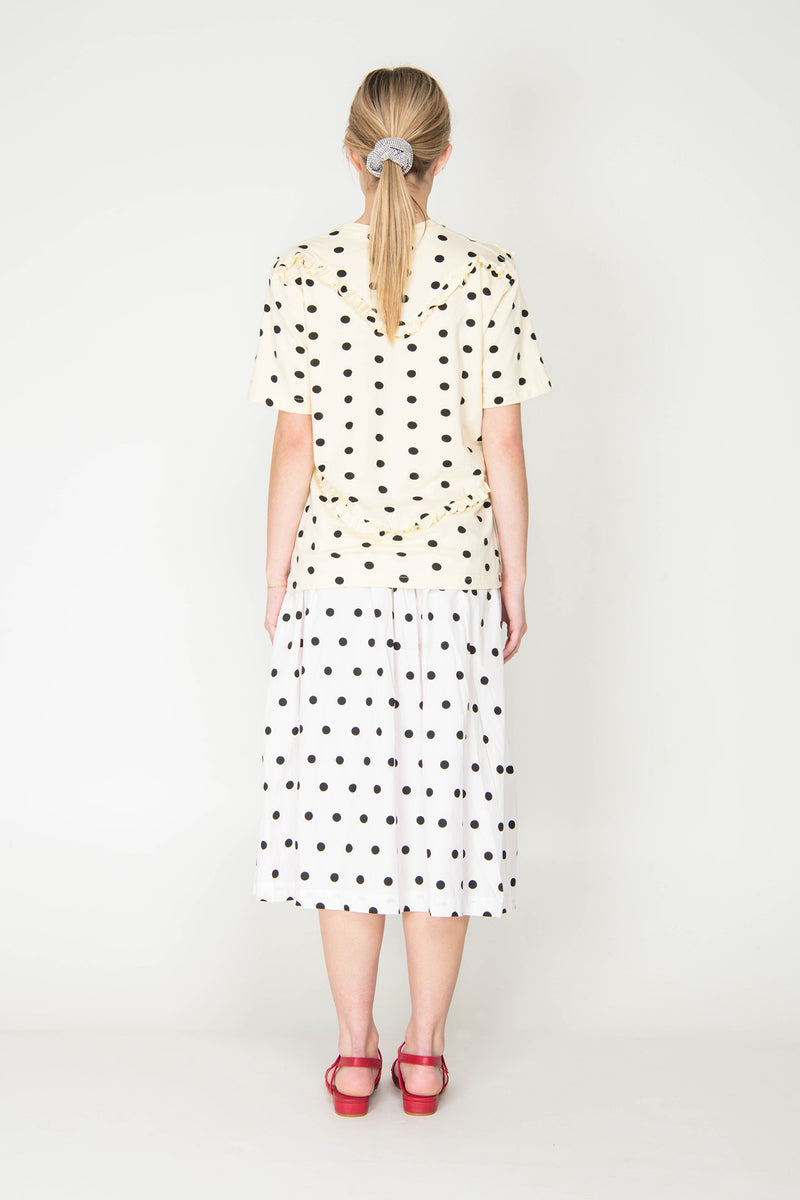 Polka Ruffle Heart Tee - Butter