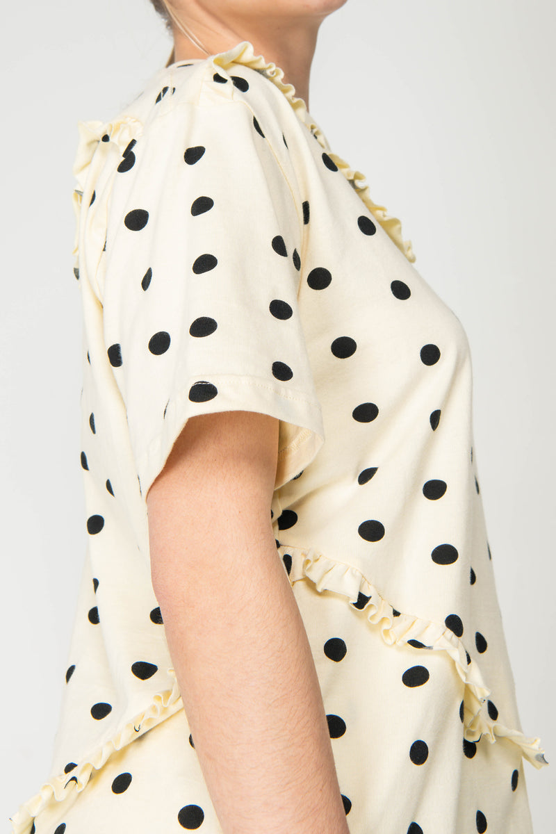 Polka Ruffle Heart Tee - Butter