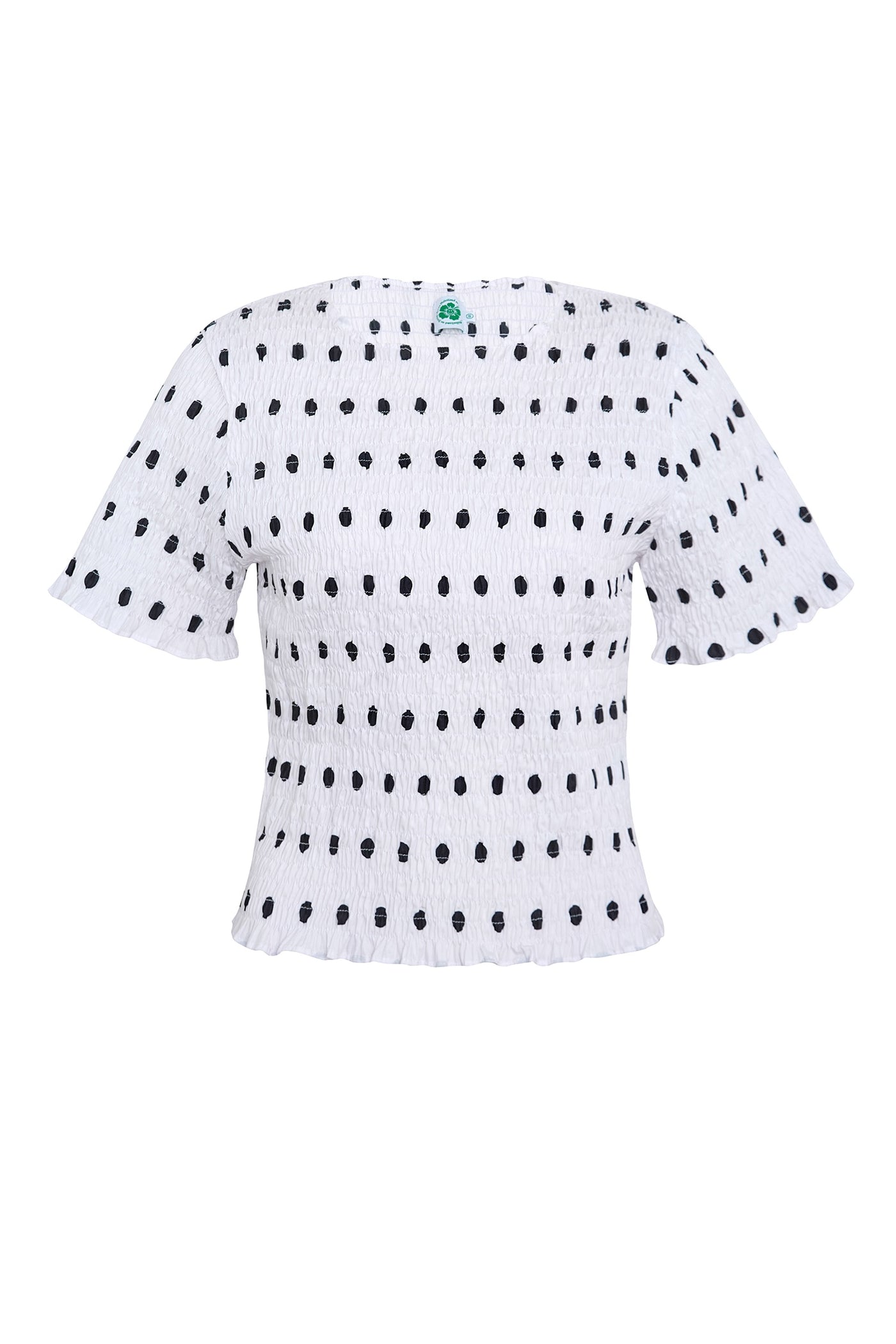 Polka Shirred Tee - White – Emma Mulholland on Holiday