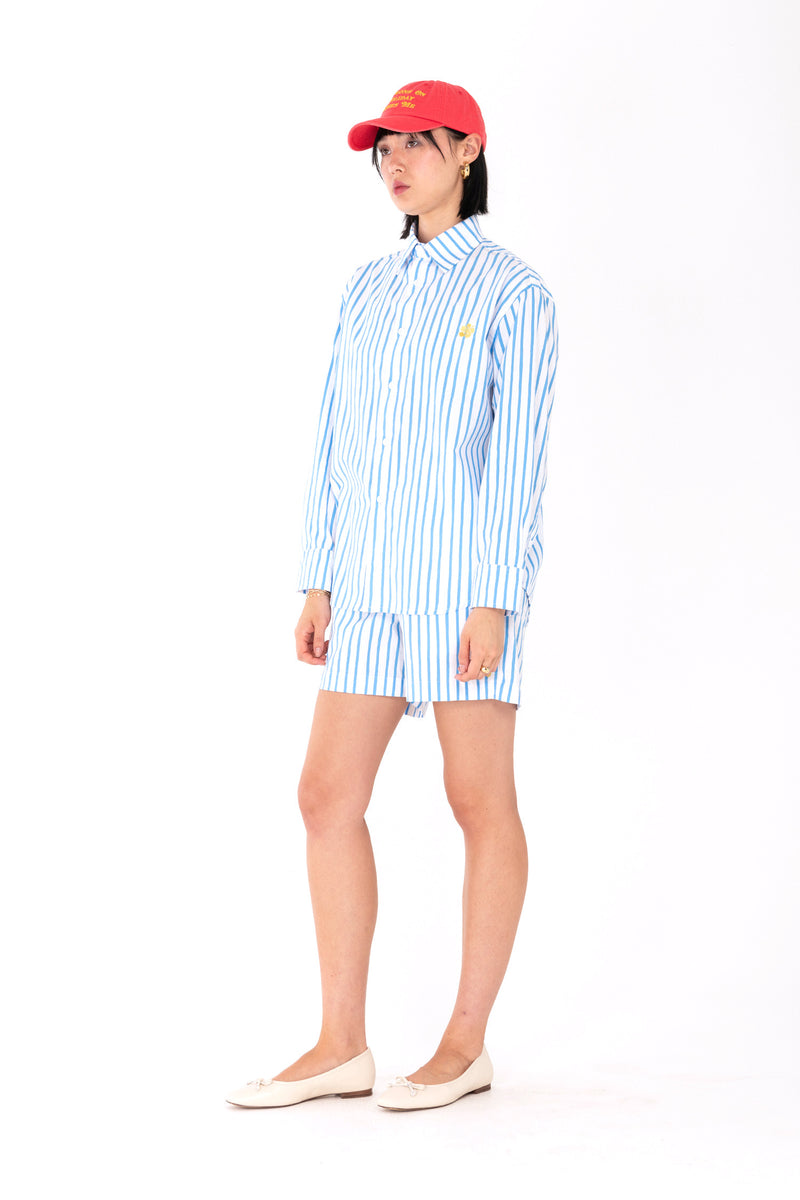 Sea Stripe Button Up Shirt - Blue/White