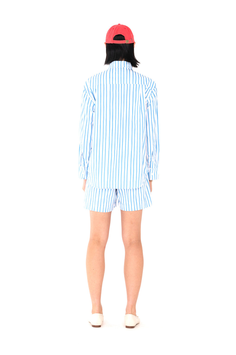 Sea Stripe Button Up Shirt - Blue/White