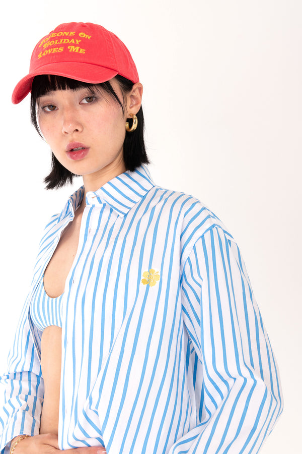 Sea Stripe Button Up Shirt - Blue/White