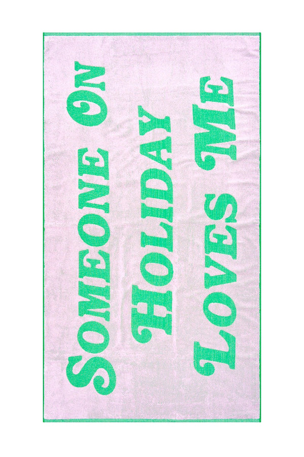 Someone on Holiday Towel - Pink/Green