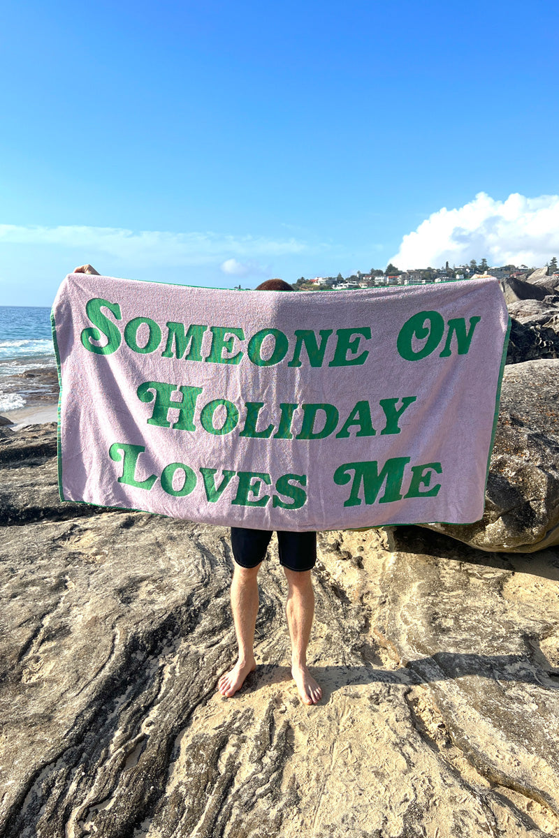 Someone on Holiday Towel - Pink/Green