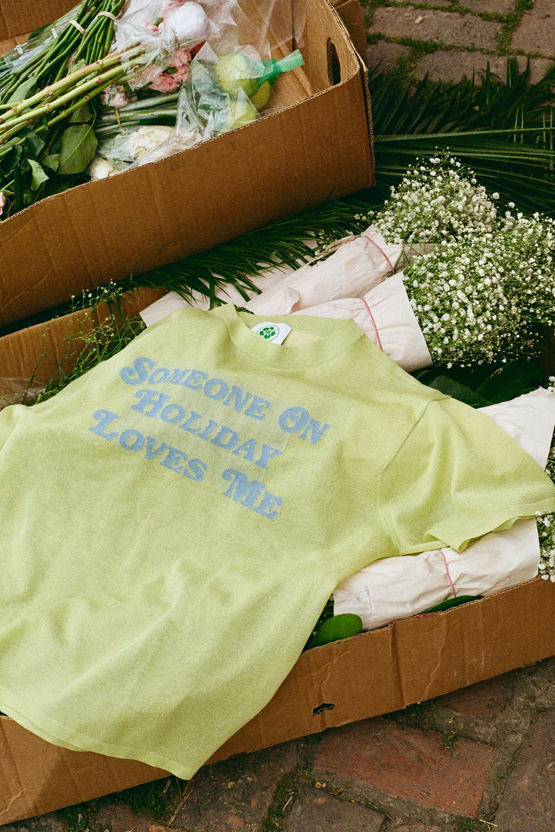 Someone On Holiday Loves Me Knit Tee - Sea Foam