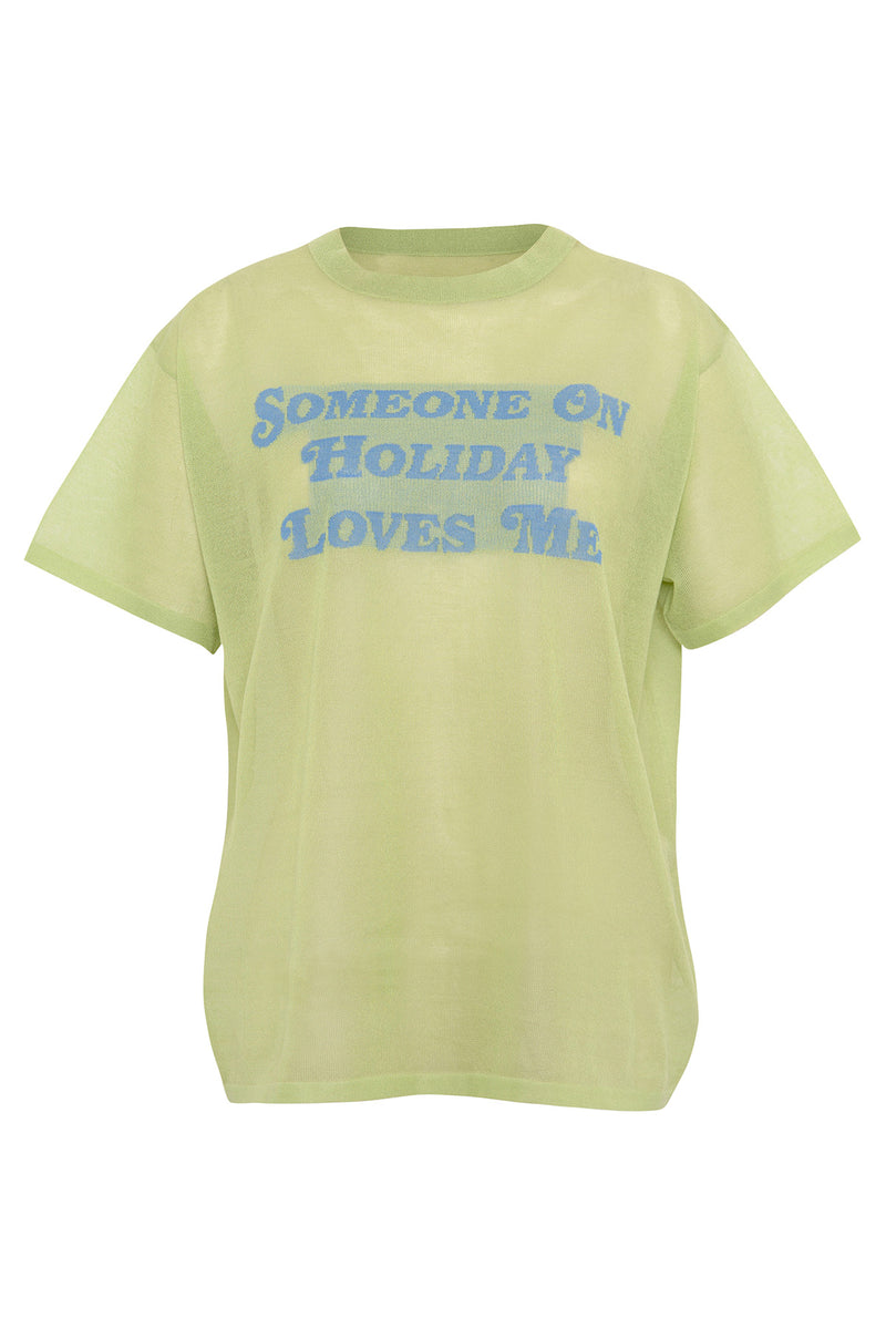 Someone On Holiday Loves Me Knit Tee - Sea Foam