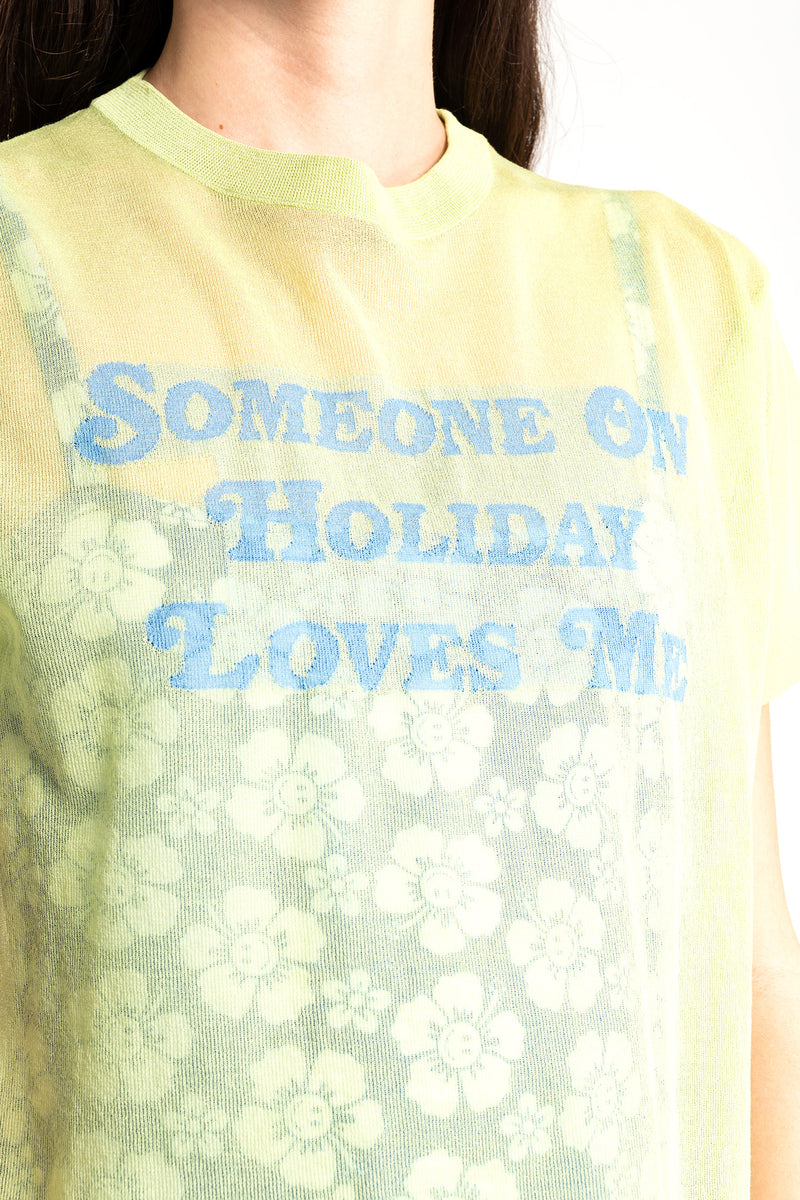 Someone On Holiday Loves Me Knit Tee - Sea Foam