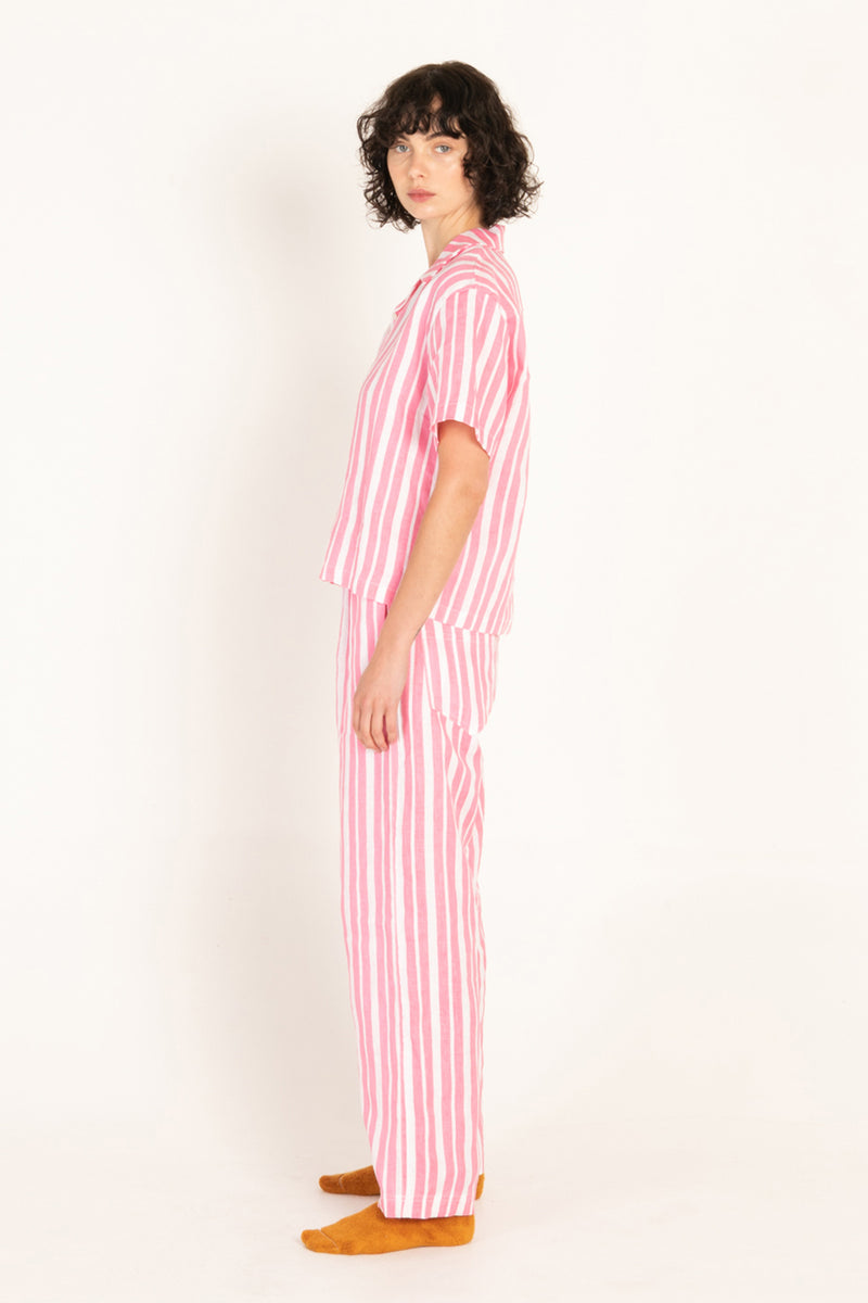 Stripe Long Resort Set - Pink