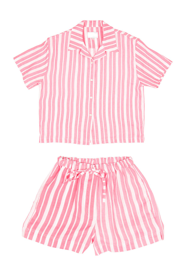 Stripe Short Resort Set - Pink