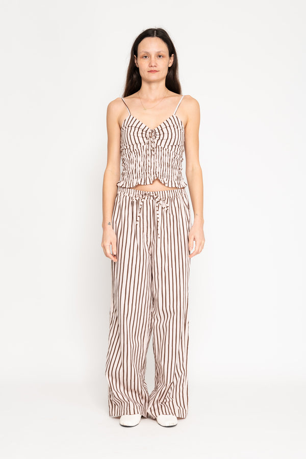 Thin Stripe Resort Pants - Pink/Brown