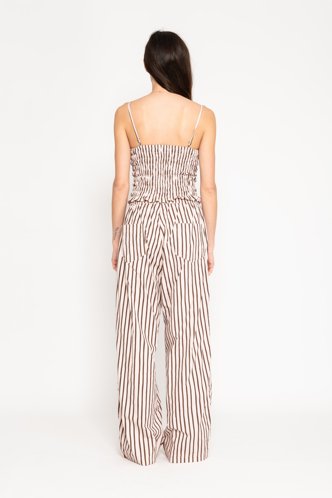 Thin Stripe Resort Pants - Pink/Brown – Emma Mulholland on Holiday