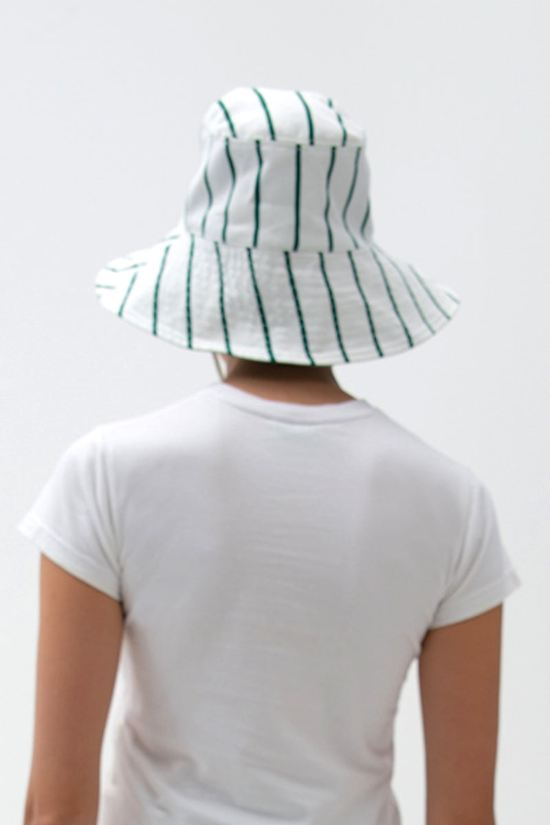 Thin Stripe Sun Hat - Dark Green