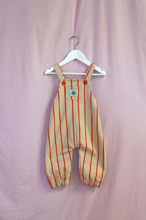 Thin Stripe Overalls Kids - Tan/Red