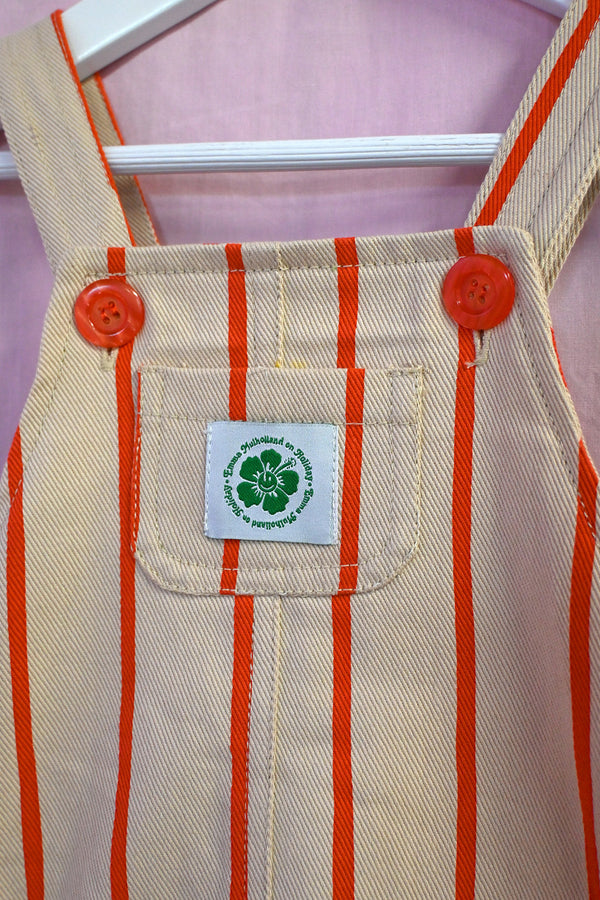 Thin Stripe Overalls Kids - Tan/Red