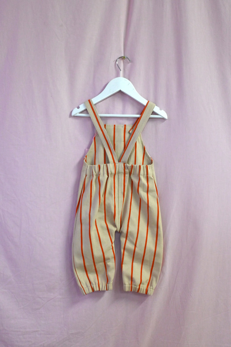 Thin Stripe Overalls Kids - Tan/Red