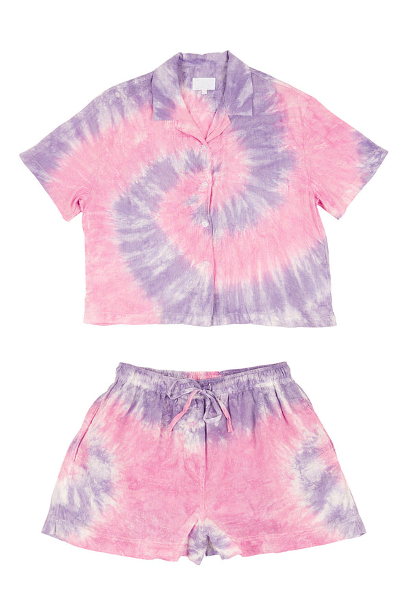 Tie-Dye Short Resort Set - Purple