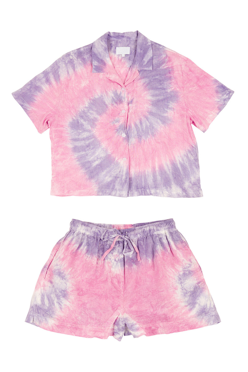 Tie-Dye Short Resort Set - Purple