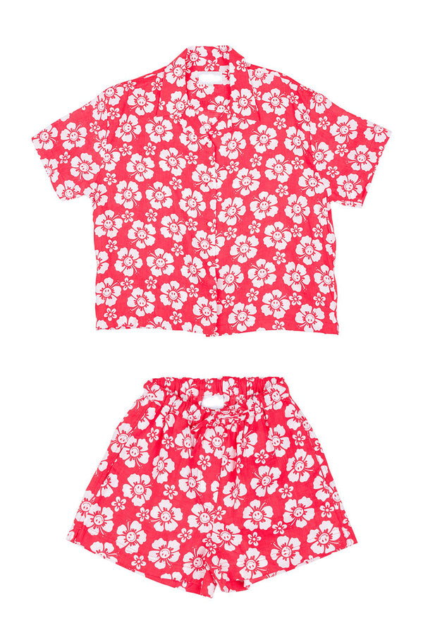 Happy Hibiscus Short Resort Set - Red