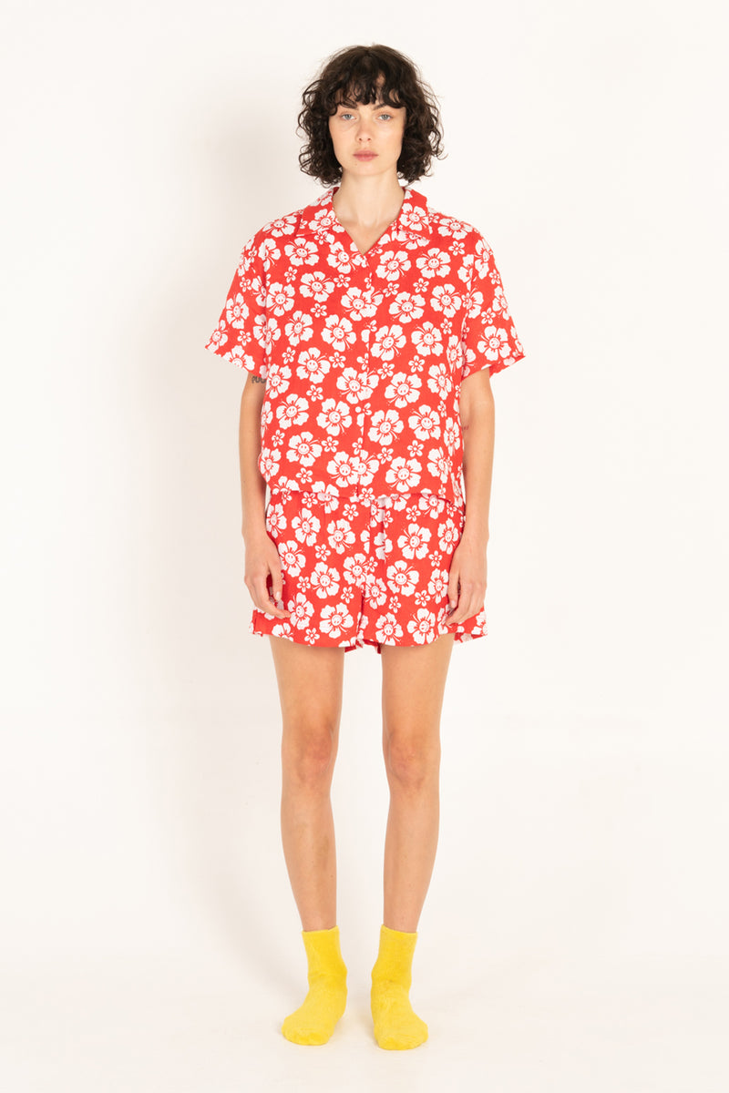 Happy Hibiscus Short Resort Set - Red