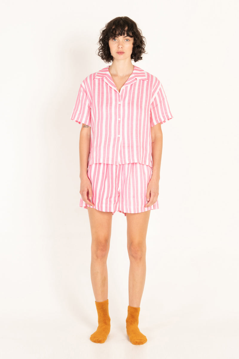 Stripe Short Resort Set - Pink